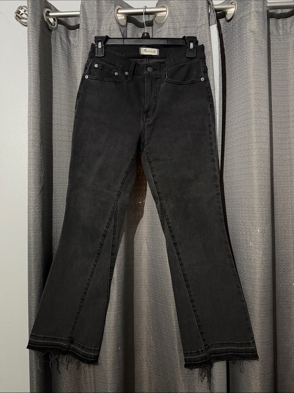Madewell Black High-Rise Flare Jeans with Frayed Hem